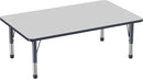 FDP Rectangle Activity School and Classroom Kids Table (36 x 60 inch), Toddler Leg, Adjustable Height 15-24 inches - Gray Top and Navy Edge by CozyNest Decor