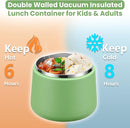 14oz Insulated Vacuum Food Jar with Buckle Lid,Soup Thermo for Hot Food Kids,Wide Mouth Leakproof Stainless Steel Lunch Container with Spoon-Green by TinyTreasures Baby Boutique