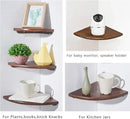 Corner Shelf, 7inch Solid Walnut Wood Floating Corner Shelf Wall Mount Round End Floating Speaker Rack with Wire Hole for Small Plant Photo Frame for Bedroom Kitchen, Living Room by CozyNest Decor
