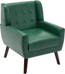 UIXE PU Leather Accent Chairs Set of 2, Modern Arm Club Chair Upholstered Armchair for Living Room, Comfy Single Sofa Seats Button Tufted Reading Seating, Green by CozyNest Decor