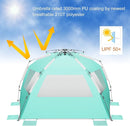 Oileus XX-Large Pop Up Beach Tent Sun Shelter for 5-6 Person Portable Sun Shade Instant Tent for Beach with Carrying Bag, Stakes, 6 Sand Pockets, Anti UV for Fishing Hiking Camping Light Green by TinyTreasures Baby Boutique