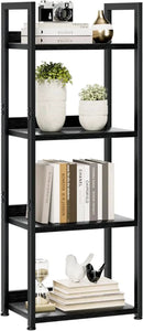 NUMENN Narrow Bookshelf, 4 Tier Bookshelves, Home Office Bookcase Shelf Storage Organizer, Free Standing Storage Shelving Unit for Bedroom, Living Room and Home Office, Black by CozyNest Decor