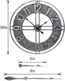 30 inch Large Wall Clock Decorative Solid Metal Retro Decor for Home Farmhouse Living Room by CozyNest Decor