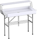 Portable Folding Ice Cooler Table with Skirt & Drain & Shelving, Outdoor Foldable Drink Ice Table with Storage for Camping, Picnics, BBQ & Parties, by GreenHaven Gardens