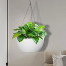 10 inch Hanging Planters for Outdoor Indoor Plants with Drainage Holes and Chain, 2 Pack Round Hanging Flower Plant Pots for Garden Home Porch Decor, White by CozyNest Decor