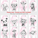 Safari Animals Set of 3 Unframed Poster Prints for Baby Girls Nursery Bedroom Playroom, Personalized Name, Choice of 12 Animals, Pink Purple (9x12) by TinyTreasures Baby Boutique