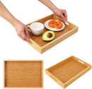 2 Pack Large Bamboo Serving Tray with Handles, 14 x 10 inch Wooden Dinner Tray, Home Kitchen Breakfast Trays for Living Room Bedroom Kitchen Dinner Table, Picnic by CozyNest Decor