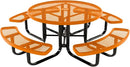 Heavy-Duty Portable Outdoor Kids Table with Umbrella Hole, Expanded Metal Kids Picnic Table, Commercial-Grade, Made in America (46 in, Round, Childrens, Textured Orange) by GreenHaven Gardens