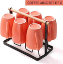 Coffee Mugs Set of 6, 12oz Ceramic Coffee Mugs with Handle, Matte Porcelain Orange Coffee Mug for Latte, Tea, Cocoa, Cappuccino, Cups for Women Men for Home Restaurant Mug (Orange) by CozyNest Decor