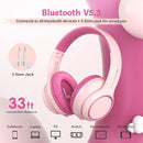 Active Noise Cancelling Headphones for Kids, 60H Playtime, Wireless Bluetooth Over-Ear Blue Headset Built-in Microphone for Home/School/Travel/Party - Includes Portable Case (Pink) by TinyTreasures Baby Boutique