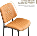 BV Dining Chairs Set of 2, PU Leather Armless Kitchen Chair in Modern Walnut Style, Mid Century Bentwood Side Chair with Metal Legs, Retro Accent Guest Chair for Kitchen Dining Room(Brown) by CozyNest Decor