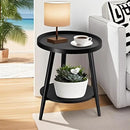 Small Round Side Table, 2-Tier Mid Century Modern Side Table, Round End Table Small Side Table for Living Room, Metal Frames, Black by CozyNest Decor