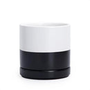 D'vine Dev 6.5 Inch Ceramic Planter Pot with Drainage Hole and Saucer, Indoor Cylinder Round Planter Pot, Layered Monochrome Black & White, 94-O-C-L by GreenHaven Gardens
