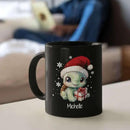 Coffee Mug With Xmas Turtle Design, Personalized Turtle Wearing Santa Hat Cup, Cute Baby Animal Black Mug 11oz 15oz, Custom Christmas Ceramic Cup, Customized Christmas Animal Mug Gift by CozyNest Decor