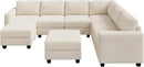 HONBAY Corduroy Sectional Couch with Storage U Shaped Sectional Sofa Modular Sectional Couches for Living Room, Beige by CozyNest Decor