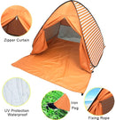Pop Up Beach Tent Shade Sun Shelter UPF 50+ Canopy Cabana 2-3 Person for Adults Baby Kids Outdoor Activities Camping Fishing Hiking Picnic Touring (Orange Stripes) by TinyTreasures Baby Boutique