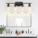 4-Light Bathroom Light Fixtures, Matte Black Modern Vanity Lights with Clear Glass Shades, Bathroom Wall Lamp for Mirror Living Room Cabinet Bedroom Porch by CozyNest Decor