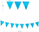 Sky Blue Party Decorations - Light Blue Triangle Pennant Banner Flag - Metallic Fabric Bunting for Graduation, Wedding, Retirement, Birthday, Under The Sea, Nautical, Ahoy, Party Decor Supplies by GreenHaven Gardens