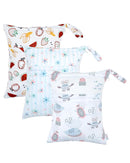 ALVABABY 3 Cloth Diaper Wet Dry Bags Waterproof Reusable with Two Zippered Pockets Travel Beach Pool Daycare Soiled Baby Items Yoga Gym Bag for Swimsuits or Wet Clothes Small Medium Large 3L-ZM27 by TinyTreasures Baby Boutique