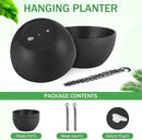 13 inch Hanging Planters for Indoor Plants, 2 Pack Planters for Outdoor Plants with Drainage Holes and Chain, Round Plastic Hanging Baskets, Hanging Flower Pots for Balcony Garden Decor-Black by CozyNest Decor