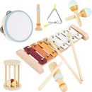 Baby Musical Instruments Neutral Colors Percussion Instruments Set Montessori Wooden Toys for Toddlers 1-3 with Xylophone for Kids Preschool Educational 3+ Wood Musical Toy 8pcs by TinyTreasures Baby Boutique