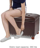 Leather Storage Ottoman Bench Foot Rest Stool with Nailhead Trim (Dark Brown - Button Tufted Leather) by CozyNest Decor