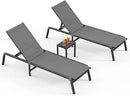 Pool Lounge Chairs Set of 3 (2 Chairs and 1 Side Table), Foldable Aluminum Chaise Lounge Outdoor with 5 Positions Recliner - Free Assembly - Patio Chaise Lounge Chair for Poolside, Yard by GreenHaven Gardens