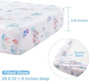 4 Piece Crib Bedding Set for Boys Girls, Infant Toddler Nursery Baby Bedding Sets Includes Cartoon Quilt, Fitted Crib Sheet, Crib Skirt and Plush Elephant Toy by TinyTreasures Baby Boutique