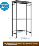 Over Washer and Dryer Shelves,2 Tier Adjustable Height Wire Shelving Laundry Room Storage Organization Clothes Drying Rack with Hanger Rod&Hooks,Space Saving Organizers Shelf,Black by CozyNest Decor