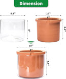 Phoenix Vine 8 Inch Self Watering Planter Pots, Design White Terracotta Pots for Plants, Indoor Cylinder Terra Cotta Pots with Glass Vase, Set of 1, 51-A-H-1 by GreenHaven Gardens