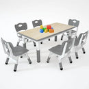 Kids Study Table and 6 Chairs Set,Height Adjustable Table and Chairs for Children and Toddlers,47.2"X23.6"Graffiti Desktop,Suitable for Daycare,Classrooms, Home by CozyNest Decor
