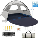 WhiteFang Beach Tent Anti-UV Portable Sun Shade Shelter for 3/4/6/8 Person, Extendable Floor with 3 Ventilating Mesh Windows Plus Carrying Bag, Stakes and Guy Lines by TinyTreasures Baby Boutique