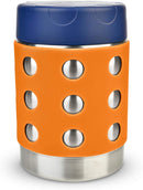 LunchBots Thermal 12 oz Triple Insulated Thermos - Hot 6 Hours or Cold 12 Hours - Leak Proof Thermos Soup Jar - All Stainless Interior - Navy Lid - Orange Dots by TinyTreasures Baby Boutique