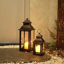 NEEDOMO Bronze Metal Lanterns Decorative Outdoor & Indoor, Set of 4 (17" & 10") with Glass, Candle Holder for Porch, Patio, Garden, Balcony, Wedding, Table Centerpiece Decorations by CozyNest Decor