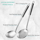 Pleafind 2-Pcs Ladle and Slotted Spoon, Soup Ladle and Strainer Spoons, Stainless Steel Cooking Spoon and Skimmer Spoons, Kitchen Utensils, Wok Utensils for Home and Restaurant, Dishwasher Safe by CozyNest Decor