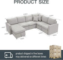 7 - Seater Sofa Bed, Large U - Shaped Modular Sectional Sofa, Oversized Pull - Out Sleeper with Storage for Living Room, Light Grey by CozyNest Decor