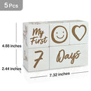 I'm Solid Wood Weekly Monthly Yearly Baby Milestone Age Blocks, Gender Neutral, Newborn Gifts & Keepsakes for Picture Props (5 Pcs/White) by TinyTreasures Baby Boutique