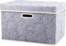 PRANDOM Collapsible Storage Boxes with Lids Fabric Decorative Storage Bins Cubes Organizer Containers Baskets with Cover Handles Divider for Bedroom Closet Living Room 14.9x9.8x9.8 Inch 1 Pack by TinyTreasures Baby Boutique
