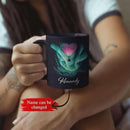 Customized Name Coffee Cup, Custom Hot Air Balloon Mug With Heart-Shaped, Personalized Northern Lights Ceramic Mug, Gift For Couples On Valentine's Day, Love Black Cup 11oz Or 15oz by CozyNest Decor