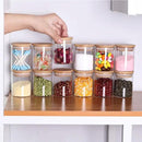 Glass Jars Set,Upgrade Spice Jars with Wood Airtight Lids and Labels, 6oz 12 Piece Small Food Storage Containers for Home Kitchen, Tea, Herbs, Sugar, Salt, Coffee, Flour, Herbs, Grains… by CozyNest Decor