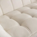 48" Small Loveseat for Small Spaces, Modern Sherpa Mini Sofa Couch 2-Seater Velvet Love Seat with Quilting Back and Gold Legs for Living Room/Bedroom, Cream by CozyNest Decor