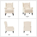 Mid Century Wingback Recliner Chair for Adults, Modern Linen Fabric Push Back Recliner Chairs with Button Tufted Upholstered Back & Footrest, Manual Recliner Chais for Living Room, Nursery, Beige by CozyNest Decor