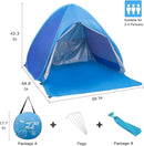 Pop Up Beach Tent Shade Sun Shelter UPF 50+ Canopy Cabana 2-3 Person for Adults Baby Kids Outdoor Activities Camping Fishing Hiking Picnic Touring (Blue) by TinyTreasures Baby Boutique