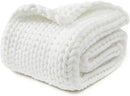 YnM Chunky Throw Blanket, Medium-Weight, Hand Knitted, Skin Friendly, Ventilated and Breathable, Machine Washable, Home Décor Piece for Couch, Sofa and Bed (White, 60x80 Inch) by CozyNest Decor