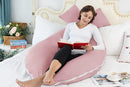 Meiz Pregnancy Pillow, Cooling Silky Pregnancy Pillows for Sleeping, 65" U Shaped Full Body Maternity Pillow for Pregnant Women, with Washable Jersey Cotton Cover, Pink by TinyTreasures Baby Boutique