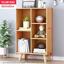 IOTXY Wooden Open Shelf Bookcase - 3-Tier Floor Standing Display Cabinet Rack with Legs, 5 Cubes Bookshelf, Pear Yellow by CozyNest Decor