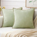 MIULEE Pack of 2 Couch Throw Pillow Covers 18x18 Inch Light Green Farmhouse Decorative Pillow Covers with Stitched Edge Soft Chenille Solid Dyed Spring Pillow Covers for Sofa Bed Living Room by CozyNest Decor