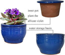 African Violet Pots Self Watering Round Ceramic Violet Pot (Blue, 6 inch) by GreenHaven Gardens