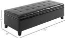 HOMCOM 51" Ottoman Storage Bench, Faux Leather Storage Chest with Lift Top, Tufted Ottoman for Living Room, Entryway, Black by CozyNest Decor