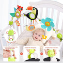 Koty Baby Stroller Arch Toy with Teether, Rattle, Crinkle Sound, Mirror & Music Box, Newborns Sensory Activity Carrier Take-Along Toy, Adjustable for Bouncers, Car Seat & Pram 0M+(Toucan) by TinyTreasures Baby Boutique